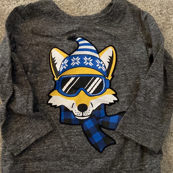 Toddler boy matching set- fox print long sleeve tee with cozy joggers. Size 2T - Picture 2 of 8